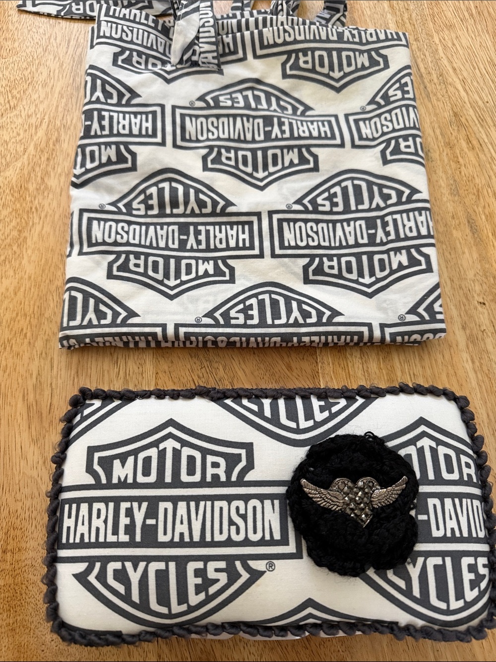 Harley-Davidson handmade baby wipes container and stroller cover